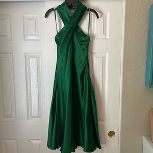 Banana Republic green, halter dress. Size 8. Side zipper/buttons on neck.